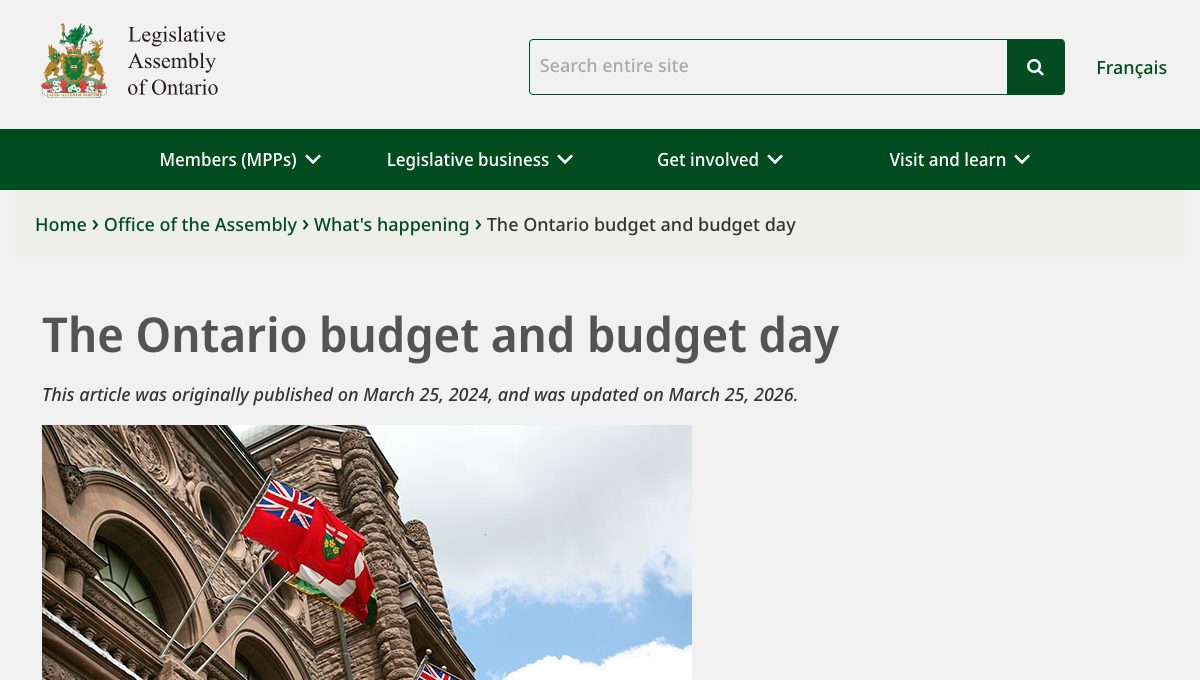 The Ontario budget and budget day