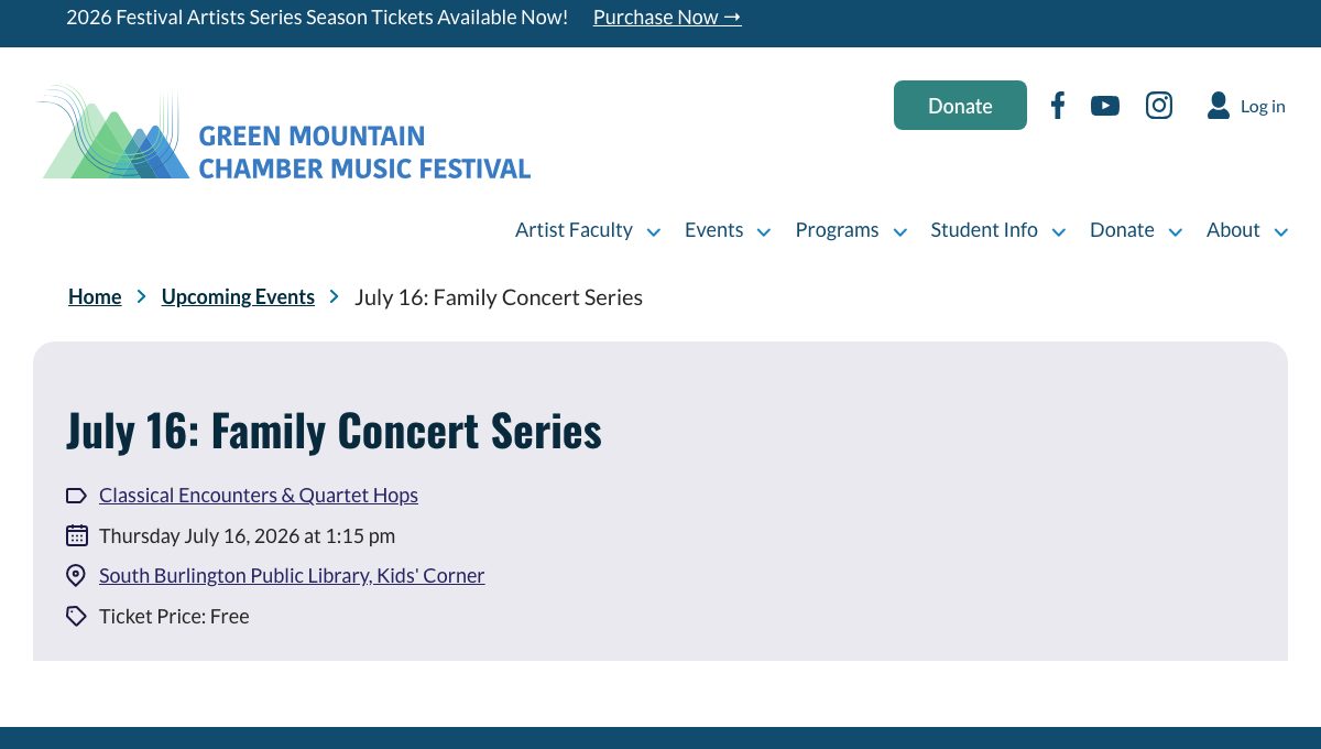 July 16: Family Concert Series